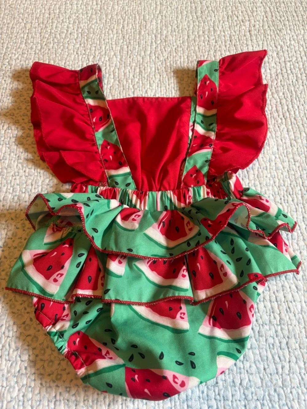 Pat Pat Girls Watermelon Ruffle Romper - Picture 3 of 6